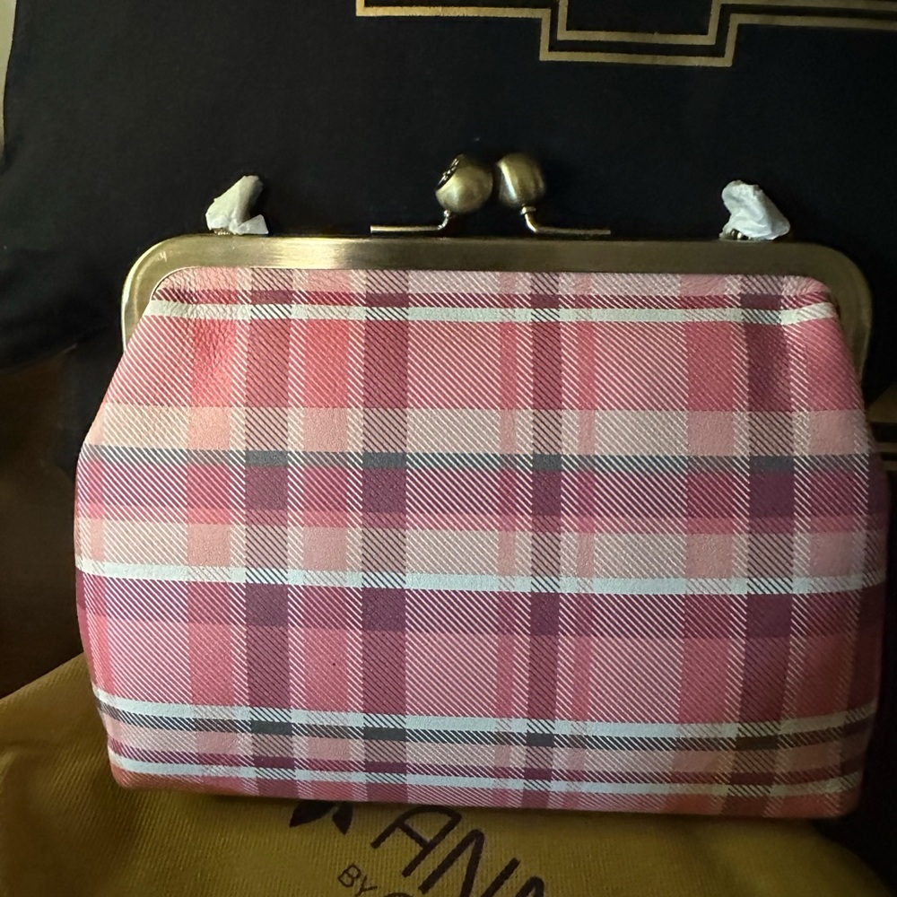 Anuschka Pink and White Crossbody/Clutch Bag with Classic Pattern